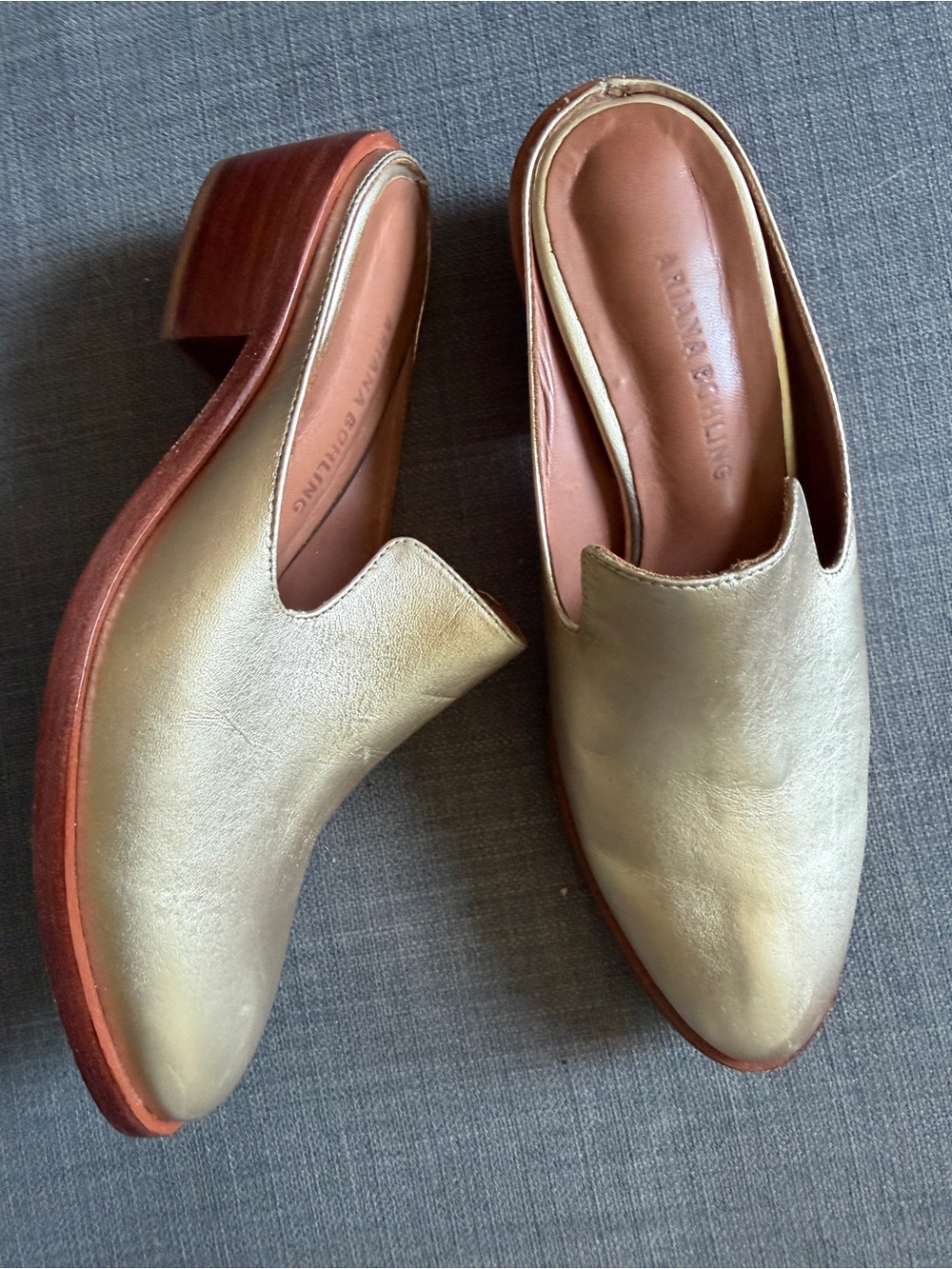 ARIANA BOHLING Comfort Metallic Gold Slip-On Mules